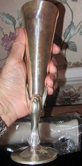 PAIR OF DOVE TOASTING GOBLETS; SILVERPLATE 9.5″; BRASS ART WARE, INDIA