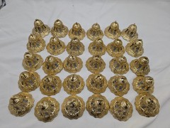 Vintage Lot Of 30 Gold Wedding Bells Christmas Holiday Bells Cake Ornaments
