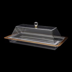 Acrylic Rectangular Cake Stand With Lid 50 × 28 × 14.7 cm Clear