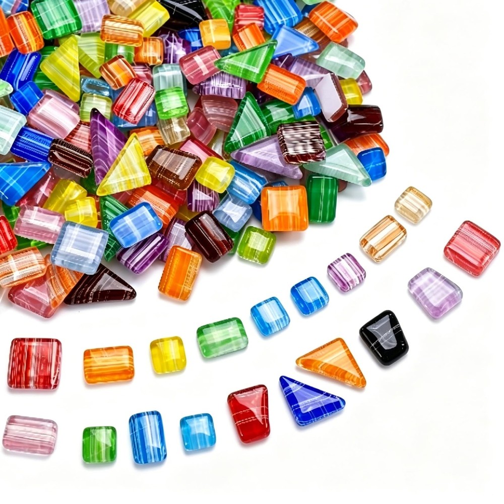 120 pcs Mosaic Tiles, CNYMANY Mixed Irregular Shapes Crystal Mosaic Glass Pie…