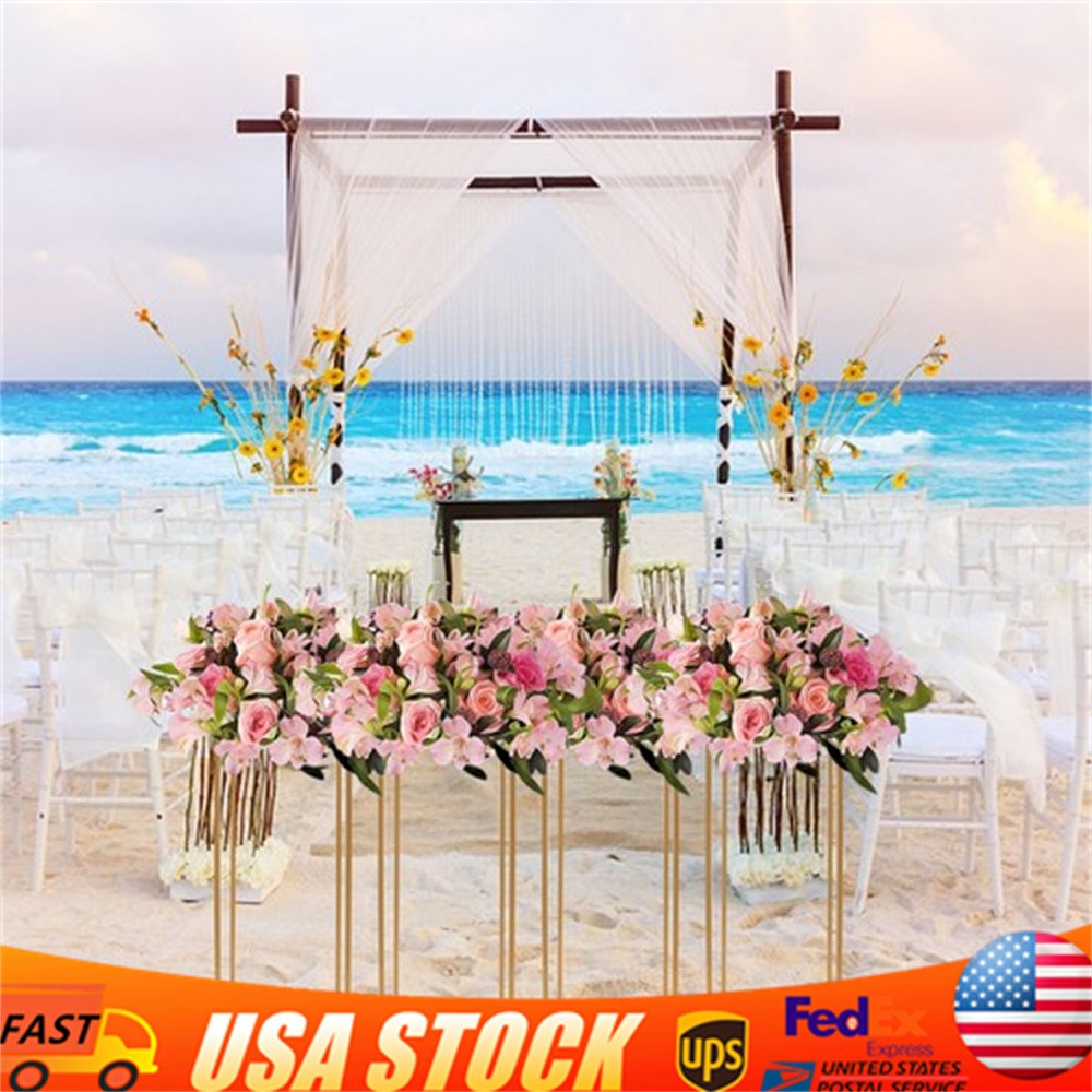 4Pcs Gold Metal Column Flower Stands Centerpiece Holder Rack Party/Wedding Decor