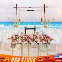 4Pcs Gold Metal Column Flower Stands Centerpiece Holder Rack Party/Wedding Decor