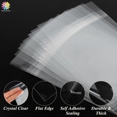 Mat Board Center 8×8 Inches Crystal Clear Sleeves Storage Bags, 100 Pack Self…