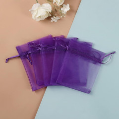 100pcs Little Organza Bags 3 x 4 inch, Purple Mesh Bags Drawstring Pouches for J