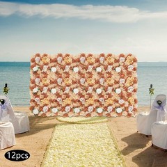 12 Pack Flower Wall Panels Caramel Champagne Silk Plastic Wedding Party Backdrop