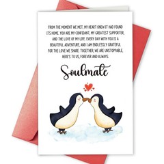 Romantic Penguin Valentines Day Card, Sweet Love Card To My Soulmate, Sentime…