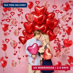 Heart-Shaped Aluminum Foil Balloon,Red Latex balloons,Confetti Balloon,Fake Peta