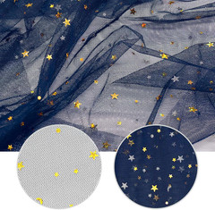 Light Blue Glitter Tulle Fabric Rolls 59″ X 10 Yard Gold Star Sequin Tulle Bolt