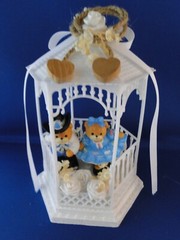 New Vintage Bakery Crafts Teddy Bear Country Dancers Gazebo Wedding CakeTop,