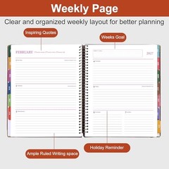 Planner 2026-2027, Leather Two-Tone Planner, 18 Month Weekly and Rust Brown