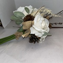 Rustic Cream/ivory Rose Wedding Boutique Set Natural Brown Accents Artificial