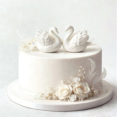 Hoteam 2 Pcs Swan Cake Topper Couple Wedding Cake Toppers Decor Vintage Elegant