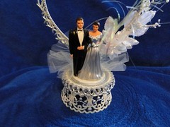 New 25th Wedding Anniversary Heart caketopper with Bride & Groom in Silver #12