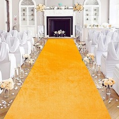 Wedding Aisle Runner 4.5ftx20ft Gold Aisle Runners Velvet Carpet Runner for P…