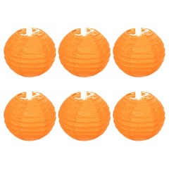 6pcs 4 Inch Folding Hanging Paper Lanterns Small Lampshade Orange