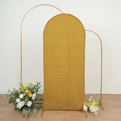 6 ft GOLD Metallic Fitted Spandex Round Top Arch STAND COVER Party Events
