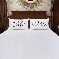 2PCS Mr and Mrs Pillow Cases,His and Hers Couples Pillowcases,Romantic
