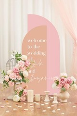 Fake Roses, Wedding Centerpieces, Table Chair Decor, Blush Pink White