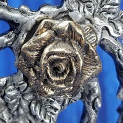 Rose Heart Wedding Cake Topper Pewter Figurine Fellowship Foundry US Made *NEW*