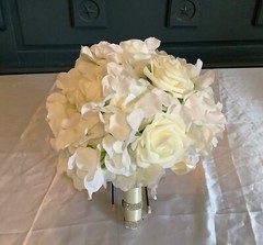 Hydrangea and rose wedding bouquet
