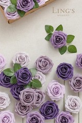Ling’s moment Artificial Flowers, 50Pcs 3″ Roses in Purple Shades, Realistic …