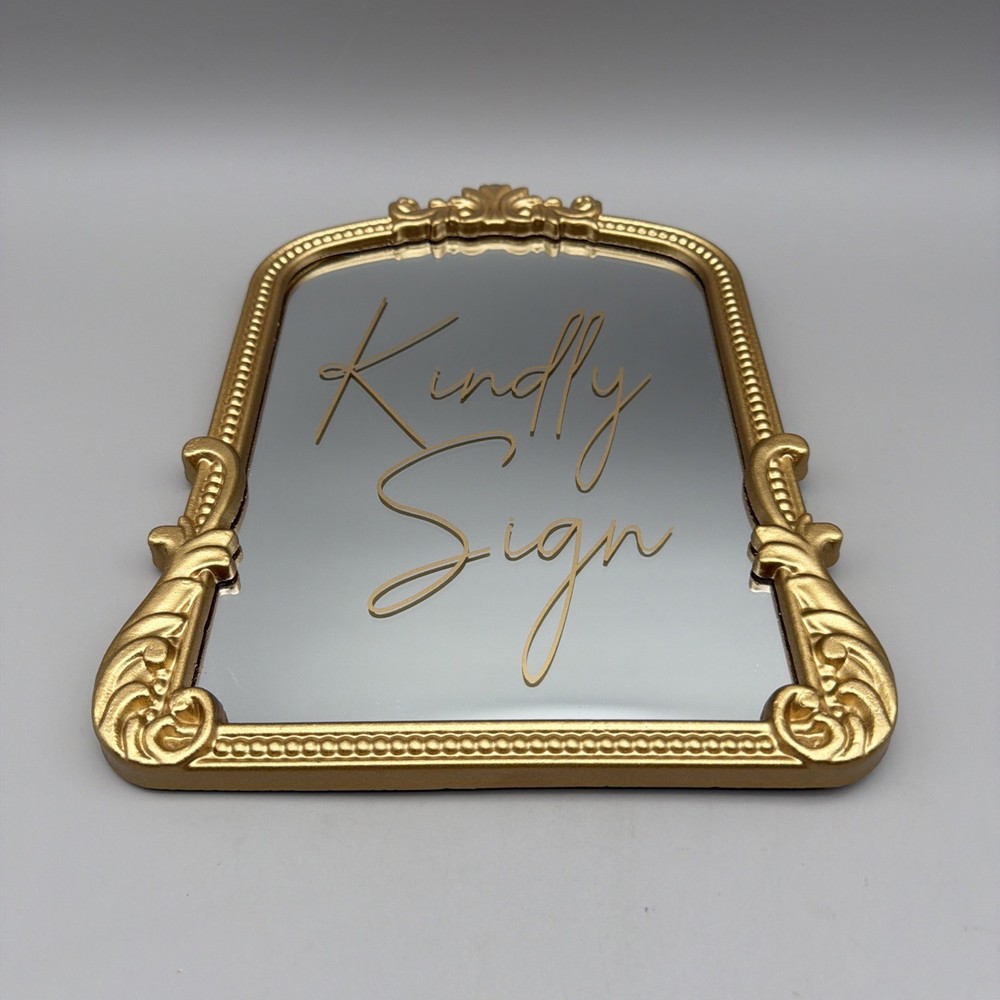Wedding Guest Book Sign Mirror Frame Ornate Display Events Chic Style 12”x9.5”