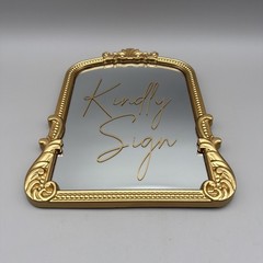 Wedding Guest Book Sign Mirror Frame Ornate Display Events Chic Style 12”x9.5”