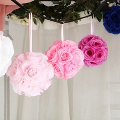 2 BLUSH 7″ Silk Roses Flowers Kissing Balls Wedding Events Centerpieces