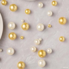 150 Pcs Vase Filler Pearls Gold and White Pearl Beads for Vase No Cream Gold