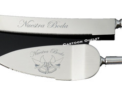 Boda Wedding Cuchillos De Pastel CaKE KNIFE Server Set Nuestra Bodal Silver New