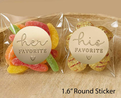 120 His and Her Gold Foil Wedding Favor Stickers for Treat Bags