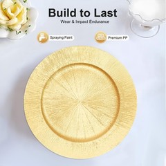 50Pcs Gold Charger Plates Set 13in Round Plates for Wedding Party Decor