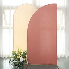 7 ft x 3 ft TERRACOTTA Matte Fitted Spandex Half Moon Arch Stand Cover Wedding