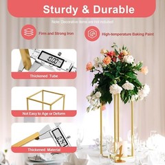 Gdrasuya10 23inch/60cm 10Pcs Gold Flower Stand for Centerpieces,Gold Vase Met…