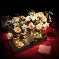 DUOER Centerpieces for Tables Coffee Table Centerpiece Decor with Wood white