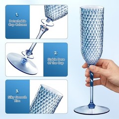 Pcs Blue Plastic Champagne Flutes 5.5oz Unbreakable Wedding 24 Clear Blue