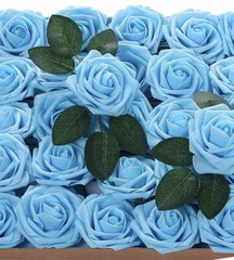 25-50 Pcs Foam Artificial Rose Flower Heads W/Stem Wedding Bride Bouquet Decors