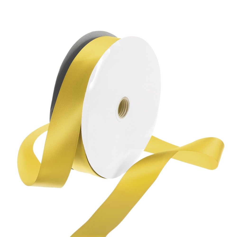 100 Yard/300ft Satin Ribbon Thick Double Sided Grosgrain 1.5″(3.8cm)/Gold Yellow