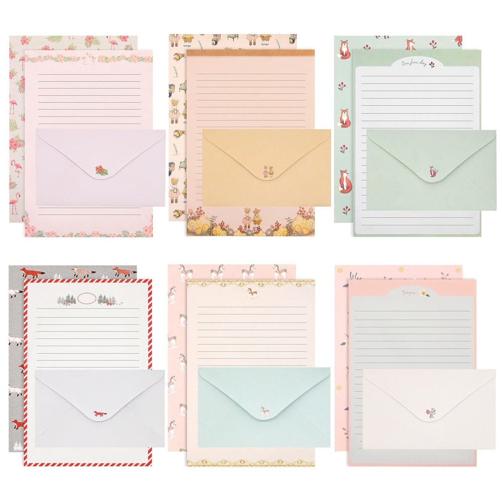 KSIWRE 54 PCS Stationery Set with Envelopes,36 Writing Paper+18 Multicolor