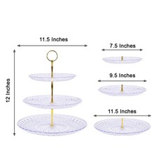 12″ Clear 3 Tier Crystal Plastic Round CUPCAKE HOLDER Party Events Decorations