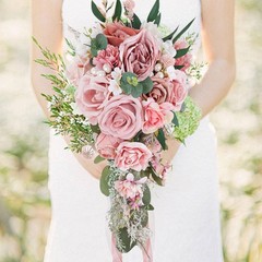 Cascading Bridal Bouquet Bride Roses Bouquet Romantic Tossing Bouquet