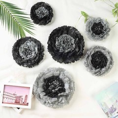 6 pack 7″ 9″ 11″ Charcoal Grey Tissue Paper Carnation Flowers Sale Home Backdrop