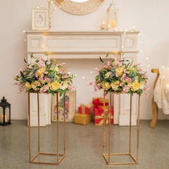Gold Geometric Flower Stand Vases – 2 Pcs 23.6In Centerpieces for Events
