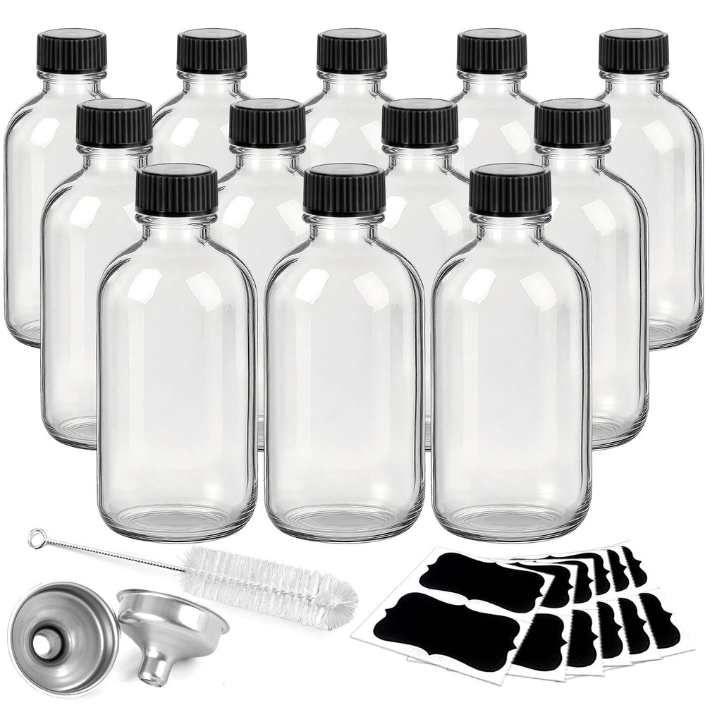 Showvigor 12 Pack 2oz Clear Glass Shot Bottles with Caps and…