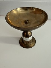Vintage Brass & Mother of Pearl Inlay Candlestick Holder – Mid Century Boho