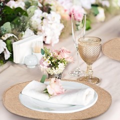 Yunlly Set of 48 Burlap Round Placemats Bulk Burlap Circle Rustic Table Decor…