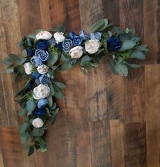 24PC Wedding Decor Package Dusty Blue Navy Sola Wood Flowers Centerpieces Cake