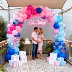 Pink and Blue Pastel Balloons, 12 Inch Hot Light Pink 12 inch 35pcs Blue Pink