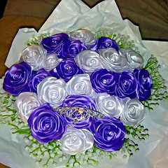 Purple Hydrangea & White Roses Artificial Fake Silk Floral Bridal wedding Decor