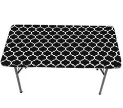Vinyl Fitted Tablecloth Elastic Edge Flannel Backing Waterproof PVC Table Cover